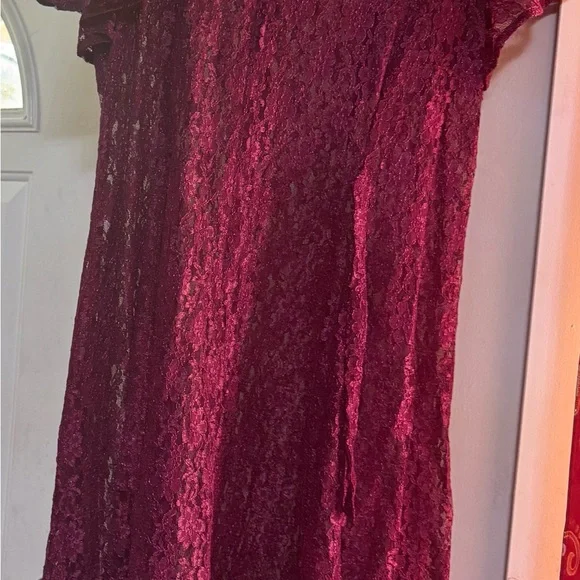 Elegant Lace Burgundy Dress - Picture 3 of 7